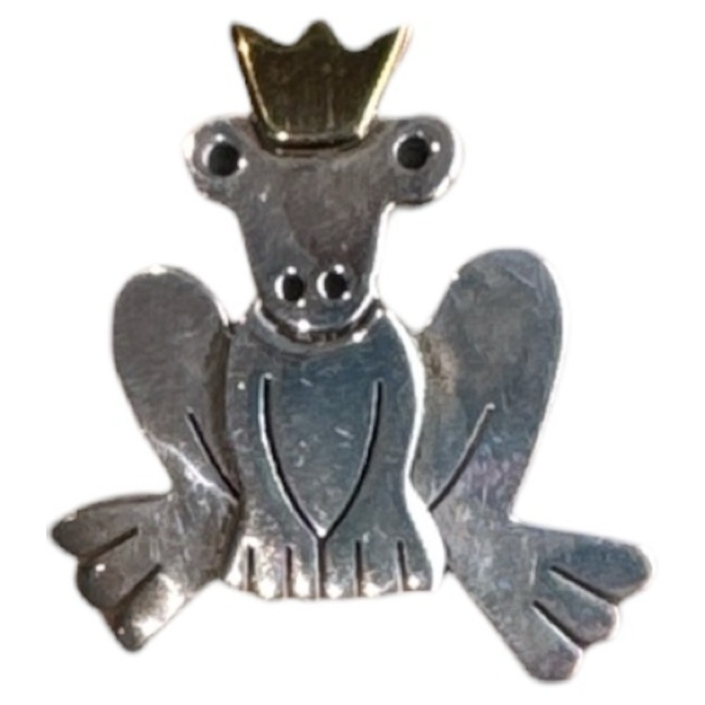 Anne & Jane Harvey Sterling Silver 925 Taxco Mexico Frog Crown Brooch TS-114 - Picture 1 of 6